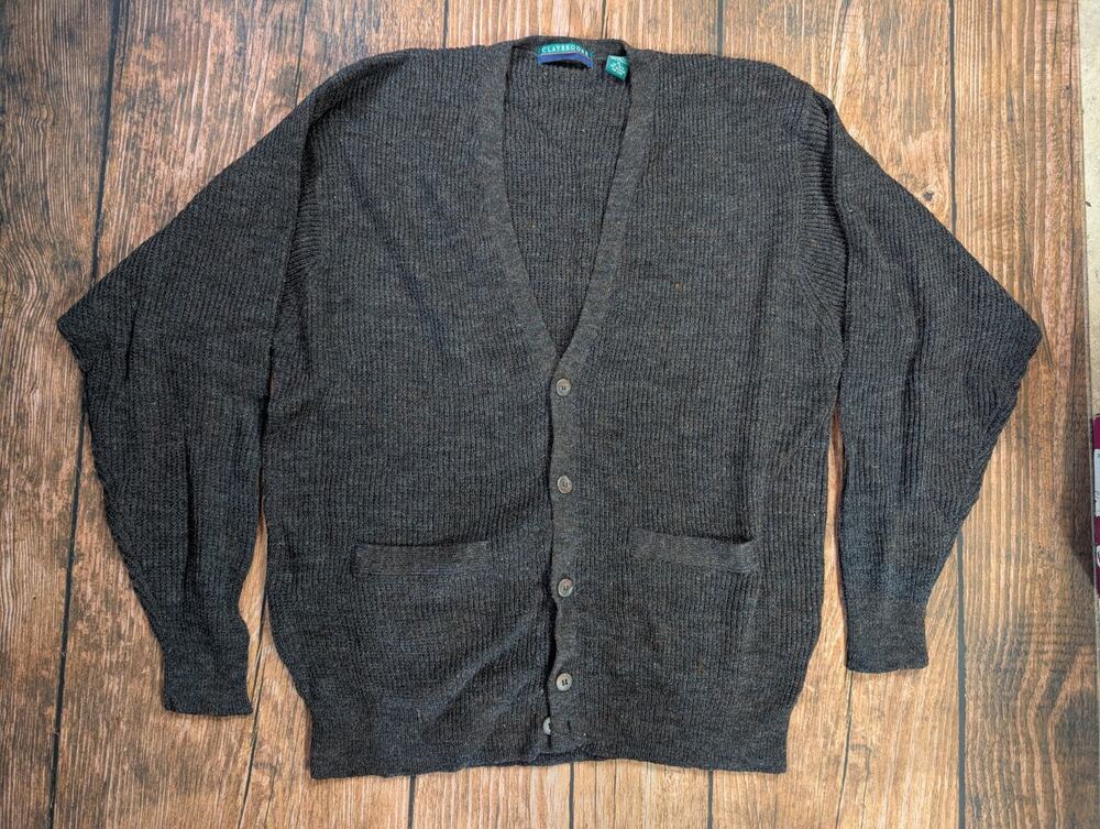 Vintage Mens Grandpa Cardigan Sweater Wool Blend XL Grunge Claybrooke